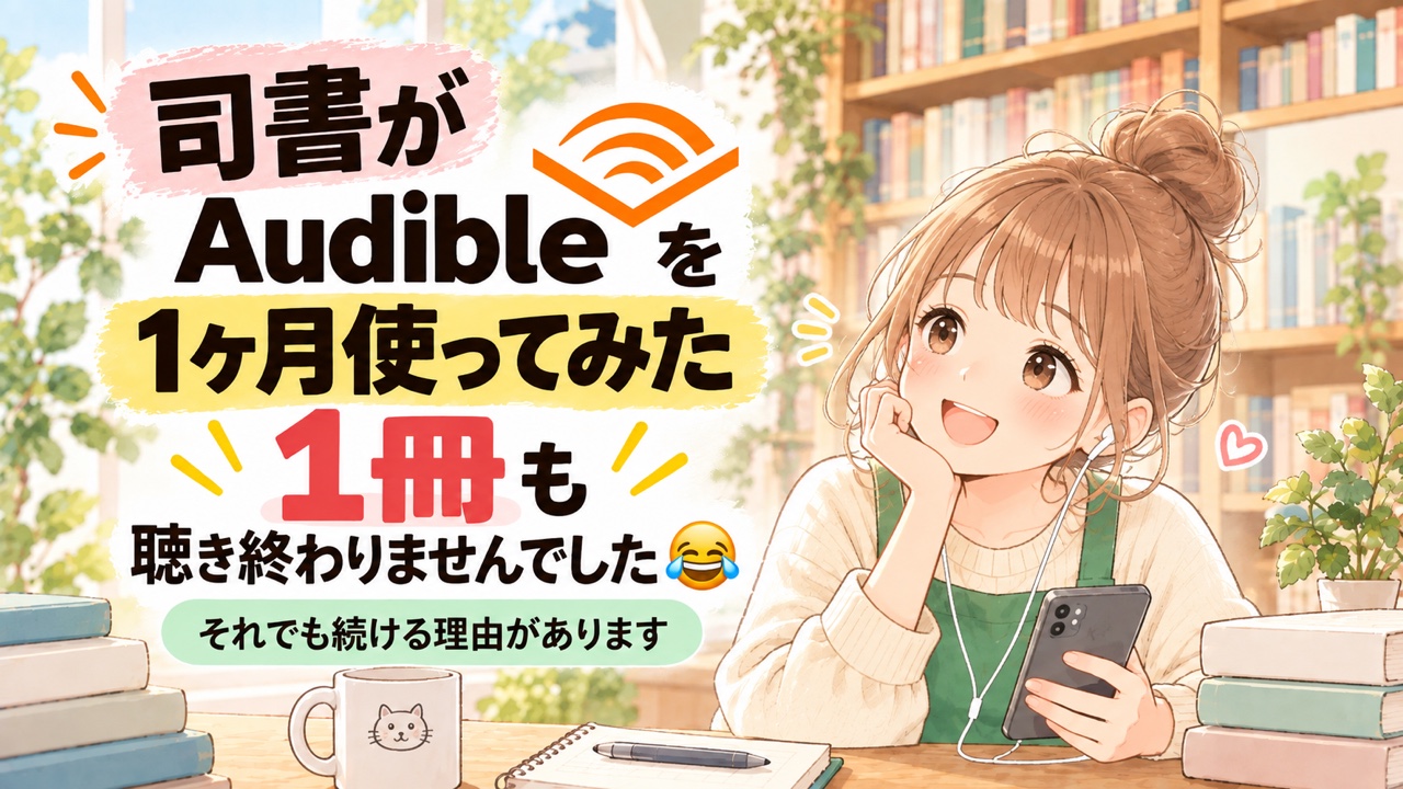 司書がAudibleを1ヶ月使い、1冊も聴き終わらなかった体験談のアイキャッチ